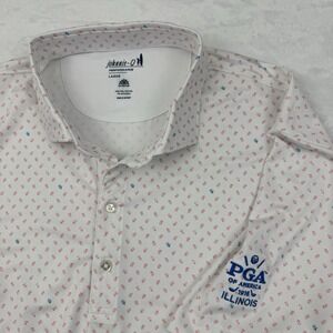 Johnnie-O Performance Polo Shirt Mens Large White Floral PGA Illinois UPF 50